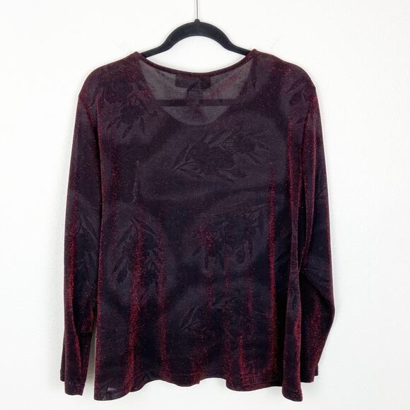 Maggie McNaughton Black Red Shimmer Blouse Top 1X - Picture 2 of 6